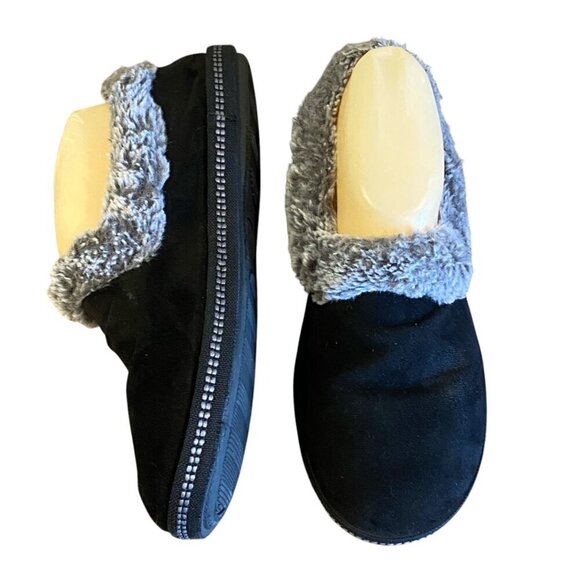 Skechers Memory Foam Slippers Fur Lined Sz 7 Black/Gray #45Q - Picture 5 of 10